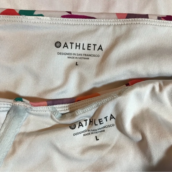 Athleta Daybreak Tropic Triangle Tankini swim top & bottom L criss-cross back - Picture 4 of 8
